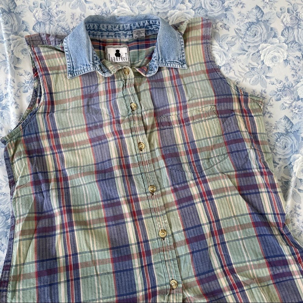 Vintage Sleeveless Flannel Grunge Plaid 90s Indie Sleaze Streetwear Punk Hipster